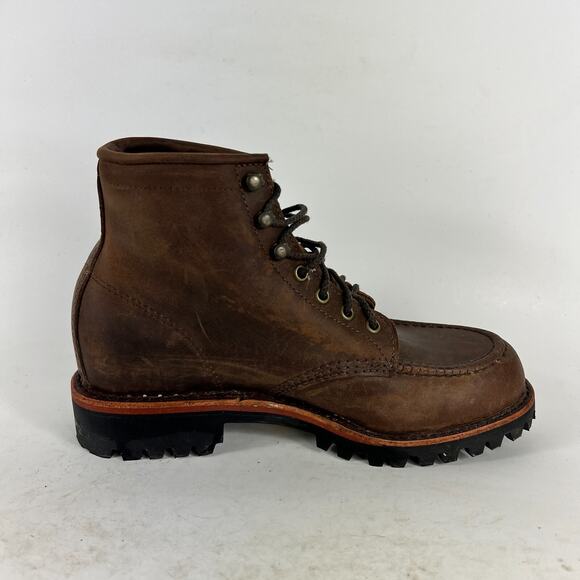 Chippewa LLBean logging mens 7.5 logger boots low brown leather waterproof - Picture 3 of 11